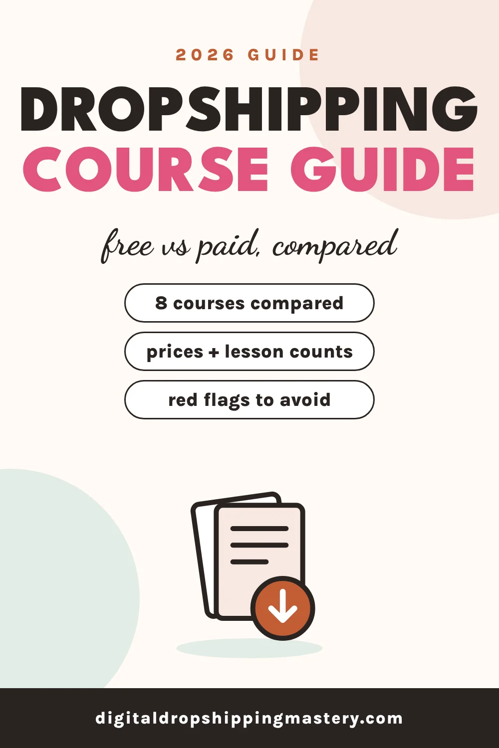 Dropshipping course guide 2026: free vs paid courses compared